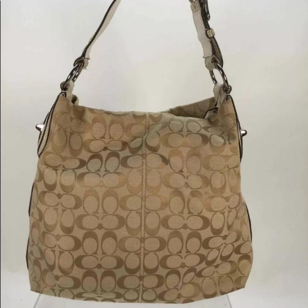 Coach Light Beige Jacquard Leather XL HOBO Bag NWOT